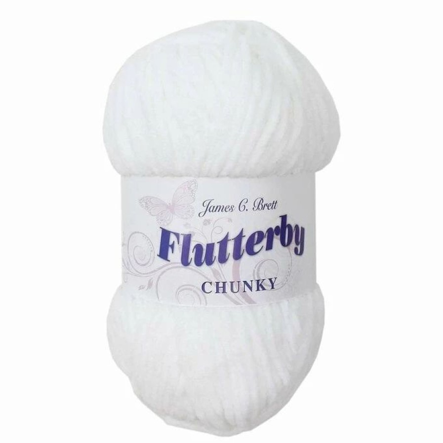 Chunky Yarn * | Budget James C Brett White Flutterby Chunky Yarn 100 G