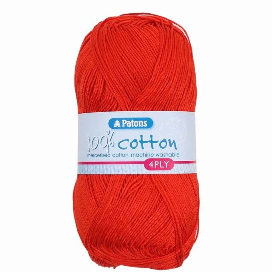 Cotton Yarn * | Top 10 Patons Tomato 100% Cotton 4 Ply 100G