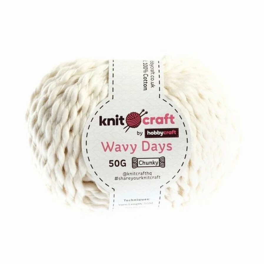 Chunky Yarn * | Cheapest Knitcraft Cream Wavy Days Yarn 50G