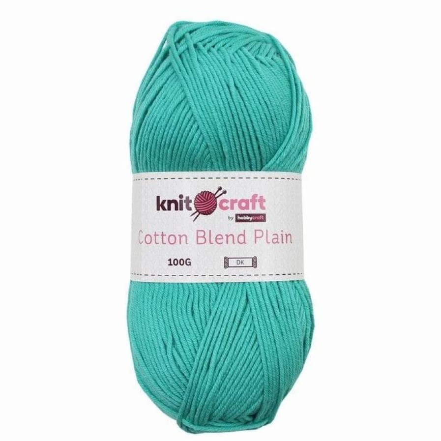 Cotton Yarn * | New Knitcraft Teal Cotton Blend Plain Dk Yarn 100G