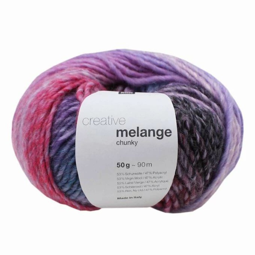 Chunky Yarn * | Brand New Rico Design Rico Purple Fuchsia Creative Melange Chunky Yarn 50G