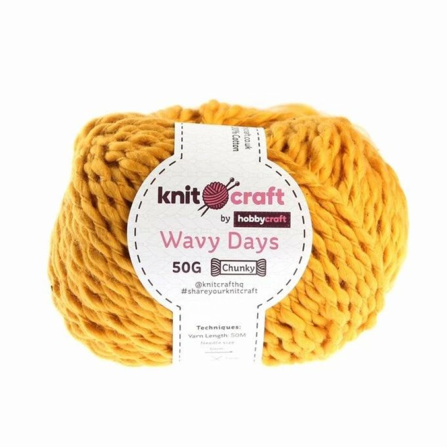 Chunky Yarn * | Buy Knitcraft Mustard Wavy Days Yarn 50G