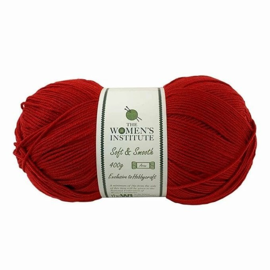 Acrylic Yarn * | Cheapest The Wi Women'S Institute Deep Red Soft And Smooth Aran Yarn 400G