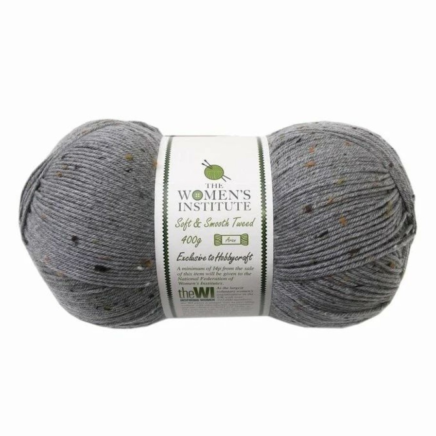 Acrylic Yarn * | Discount The Wi Women'S Institute Grey Soft And Smooth Tweed Aran Yarn 400G