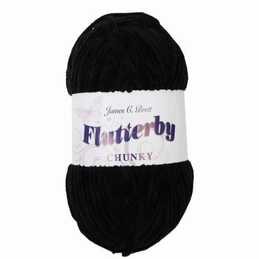 Chunky Yarn * | Budget James C Brett Black Flutterby Chunky Yarn 100G