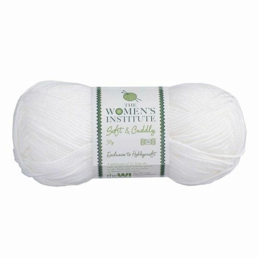 Acrylic Yarn * | Brand New The Wi Women'S Institute White Soft And Cuddly Dk Yarn 50G