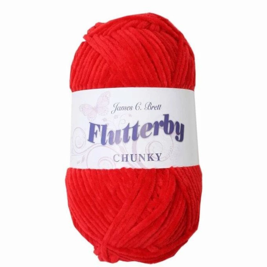 Chunky Yarn * | Promo James C Brett Red Flutterby Chunky Yarn 100G