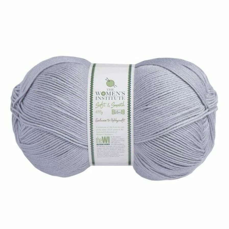 Acrylic Yarn * | Budget The Wi Women'S Institute Light Grey Soft And Smooth Aran Yarn 400G