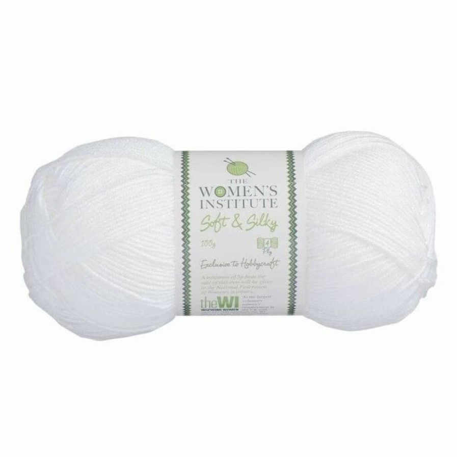 Acrylic Yarn * | Top 10 The Wi Women'S Institute White Soft And Silky 4 Ply Yarn 100G