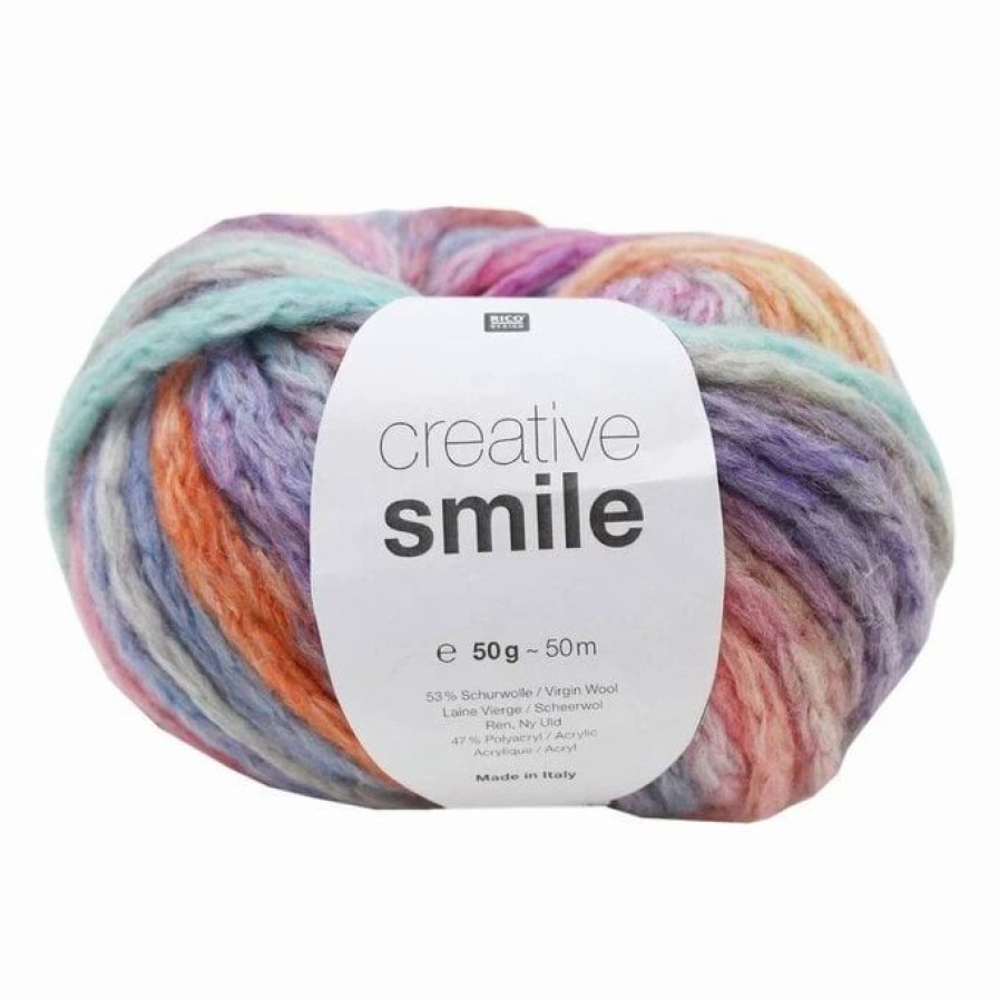 Wool * | Best Deal Rico Design Rico Rainbow Creative Smile Yarn 50G