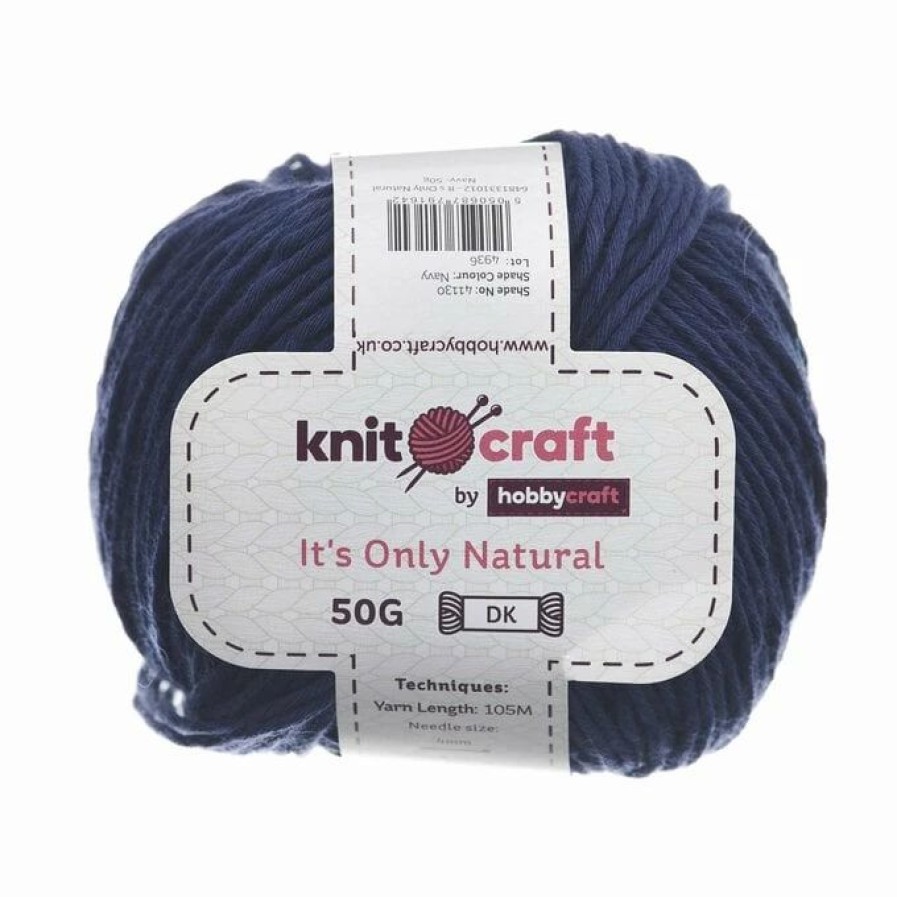 Cotton Yarn * | Outlet Knitcraft Navy It'S Only Natural Light Dk Yarn 50G