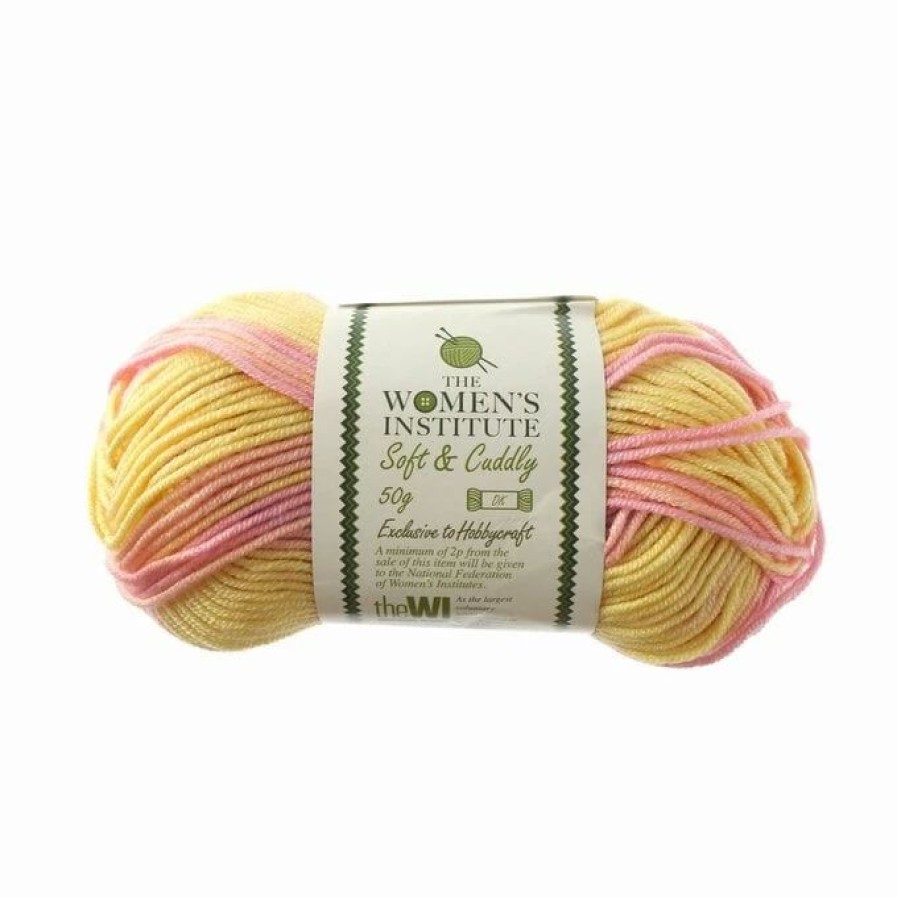 Acrylic Yarn * | Wholesale The Wi Women'S Institute Striped Pink Mix Soft And Cuddly Dk Yarn 50G