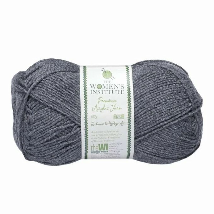 Acrylic Yarn * | Promo The Wi Women'S Institute Grey Premium Acrylic Yarn 100G