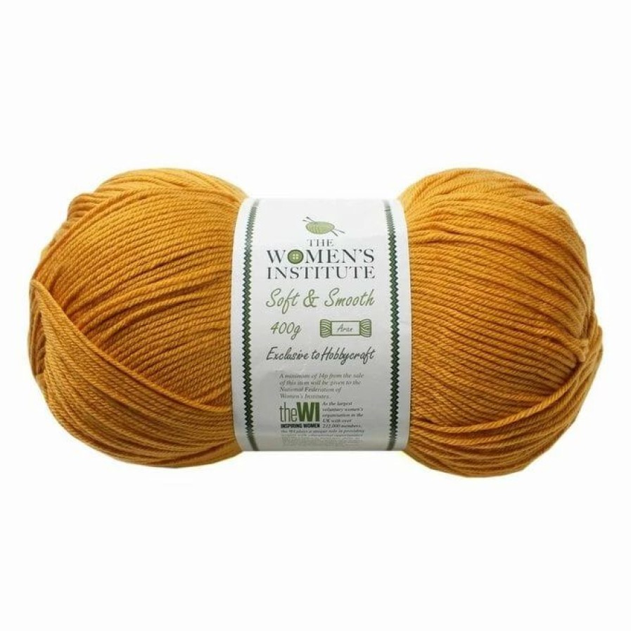 Acrylic Yarn * | Hot Sale The Wi Women'S Institute Mustard Soft And Smooth Aran Yarn 400G