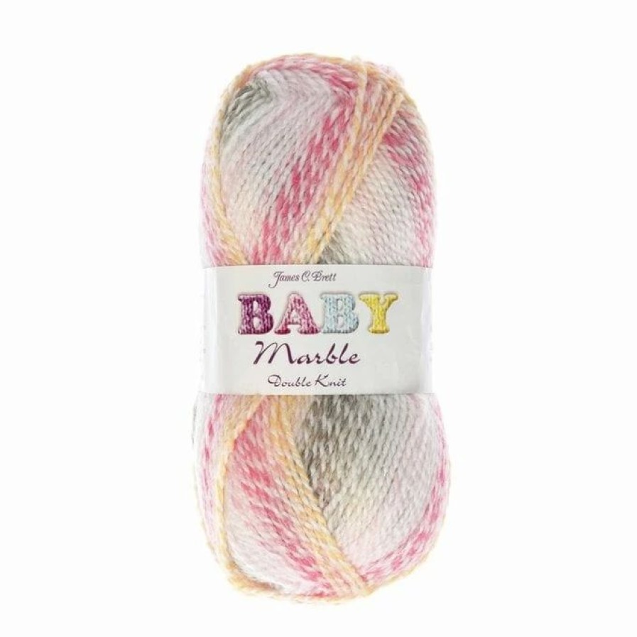 Acrylic Yarn * | Top 10 James C Brett Rhubarb And Custard Baby Marble Dk Yarn 100G