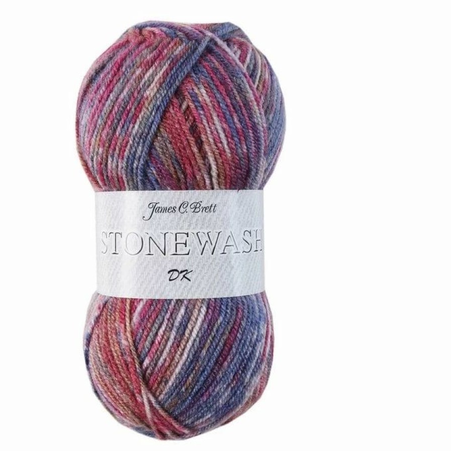 Acrylic Yarn * | Outlet James C Brett Denim Raspberry Mix Stonewash Dk Yarn 100G