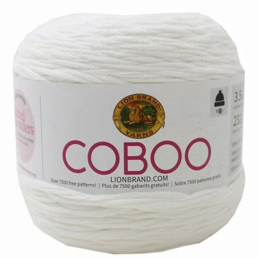 Cotton Yarn * | Best Deal Lion Brand White Coboo Yarn 100G