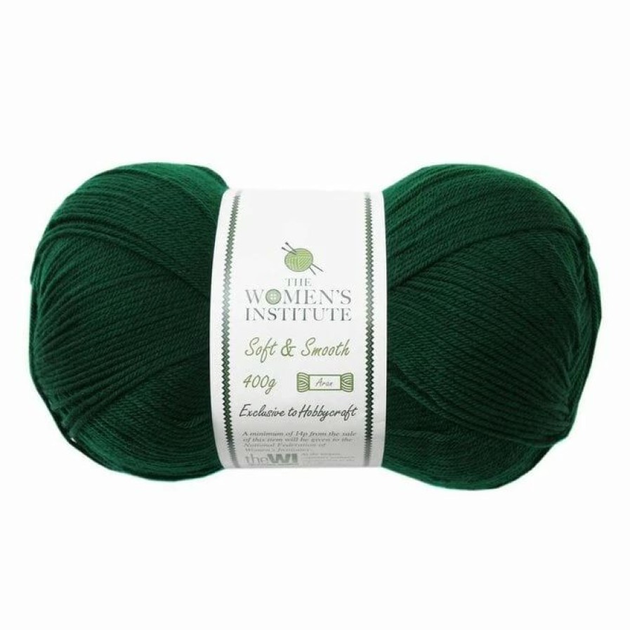 Acrylic Yarn * | Brand New The Wi Women'S Institute Dark Green Soft And Smooth Aran Yarn 400G