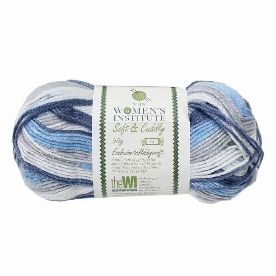 Acrylic Yarn * | Buy The Wi Women'S Institute Blue Mix Soft And Cuddly Dk Yarn 50G