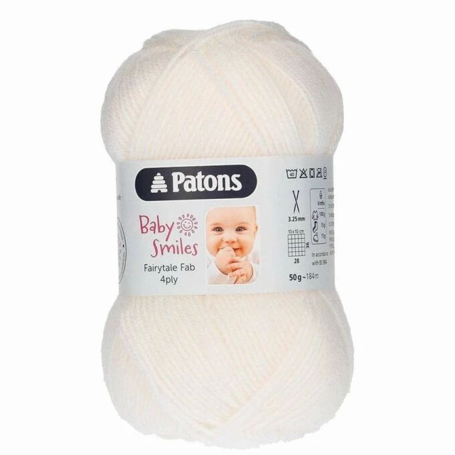 Acrylic Yarn * | Best Deal Patons White Fairytale Fab 4 Ply Yarn 50G