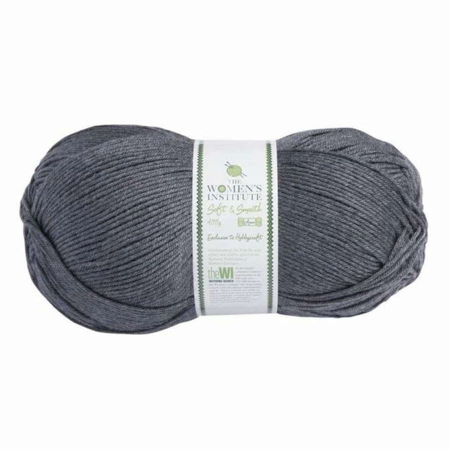 Acrylic Yarn * | Buy The Wi Women'S Institute Grey Soft And Smooth Aran Yarn 400G