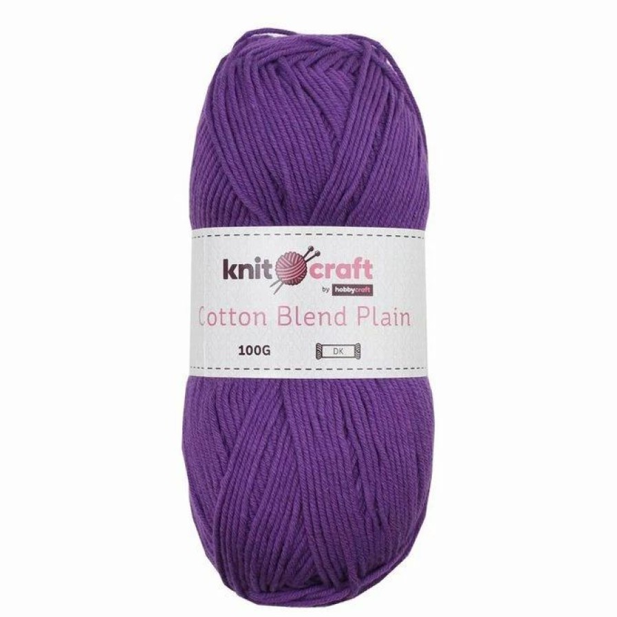 Cotton Yarn * | Top 10 Knitcraft Purple Cotton Blend Plain Dk Yarn 100G