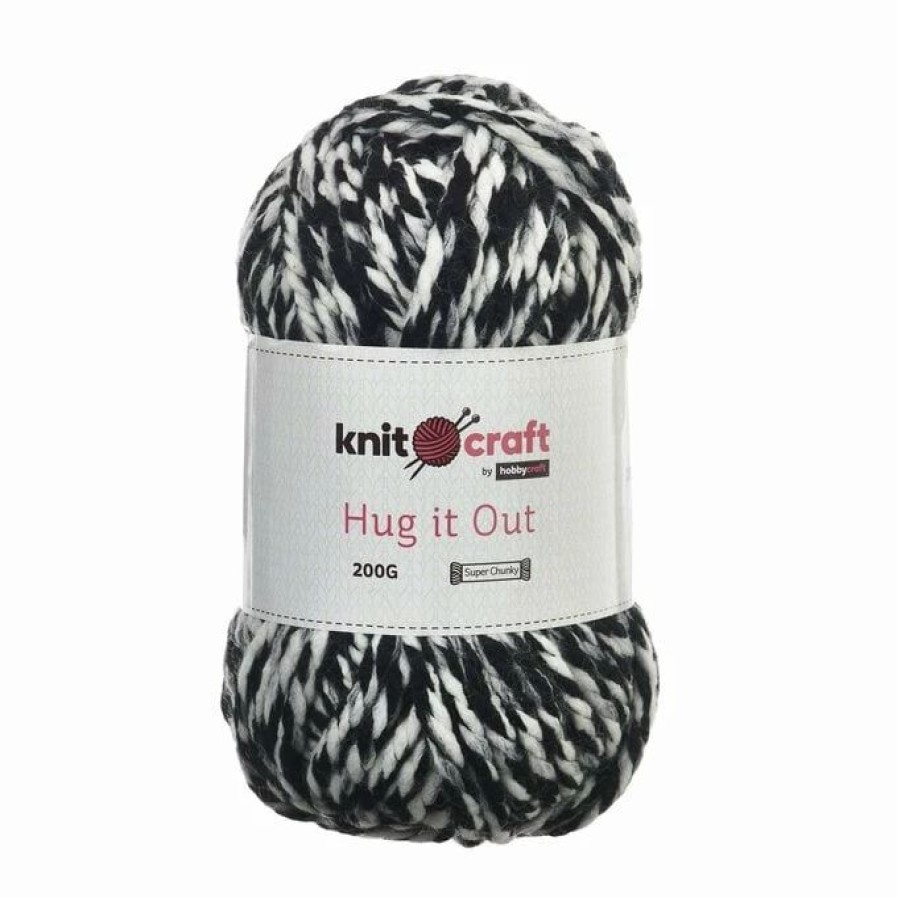 Acrylic Yarn * | Outlet Knitcraft Charcoal Cream Hug It Out Yarn 200G