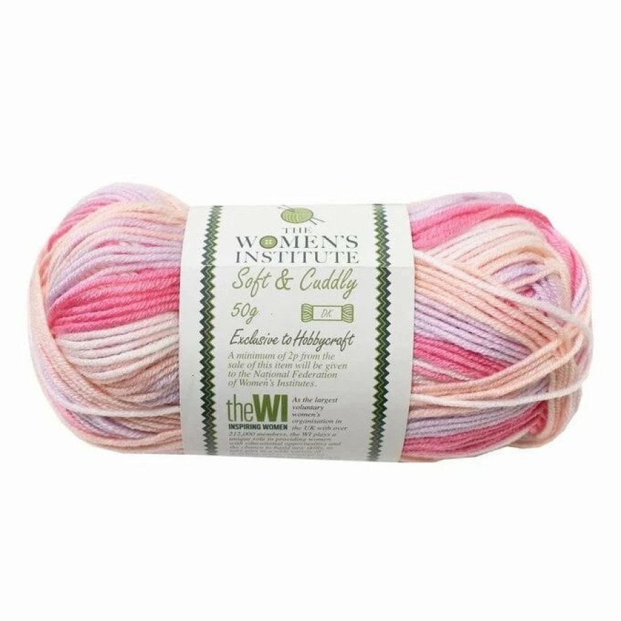 Acrylic Yarn * | Cheapest The Wi Women'S Institute Striped Pink Mix Soft And Cuddly Dk Yarn 50G