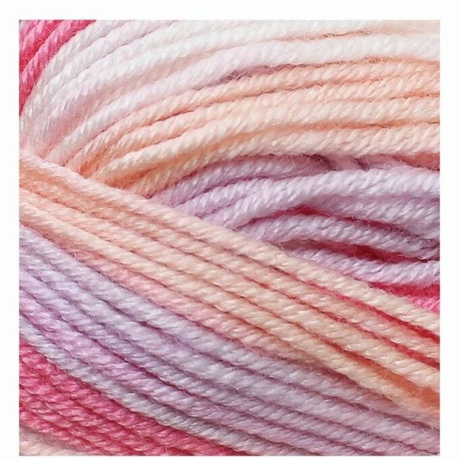 Acrylic Yarn * | Cheapest The Wi Women'S Institute Striped Pink Mix Soft And Cuddly Dk Yarn 50G