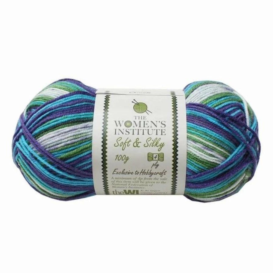 Acrylic Yarn * | Promo The Wi Women'S Institute Purple Blue Mix Soft And Silky 4 Ply Yarn 100G