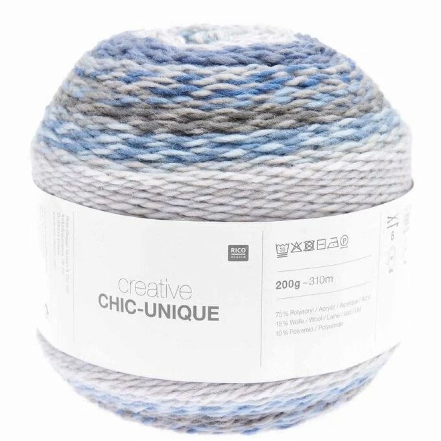 Acrylic Yarn * | Outlet Rico Design Rico Creative Blue Chic-Unique Yarn 200G