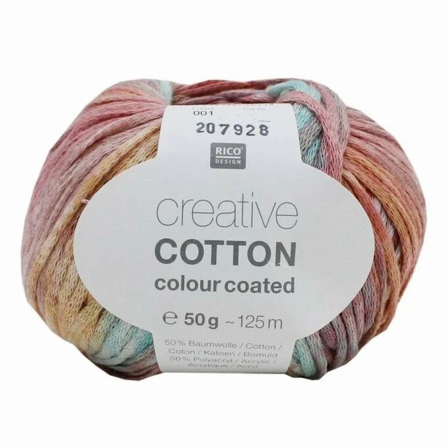 Cotton Yarn * | Buy Rico Design Rico Pink Blue Creative Cotton Colour Coated Yarn 50G